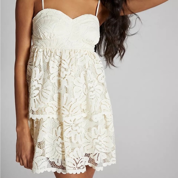 Anthropologie Maeve Strapless Lace Mini Dress NEW NWT Ivory white Wedding ANTHRO - Picture 2 of 5